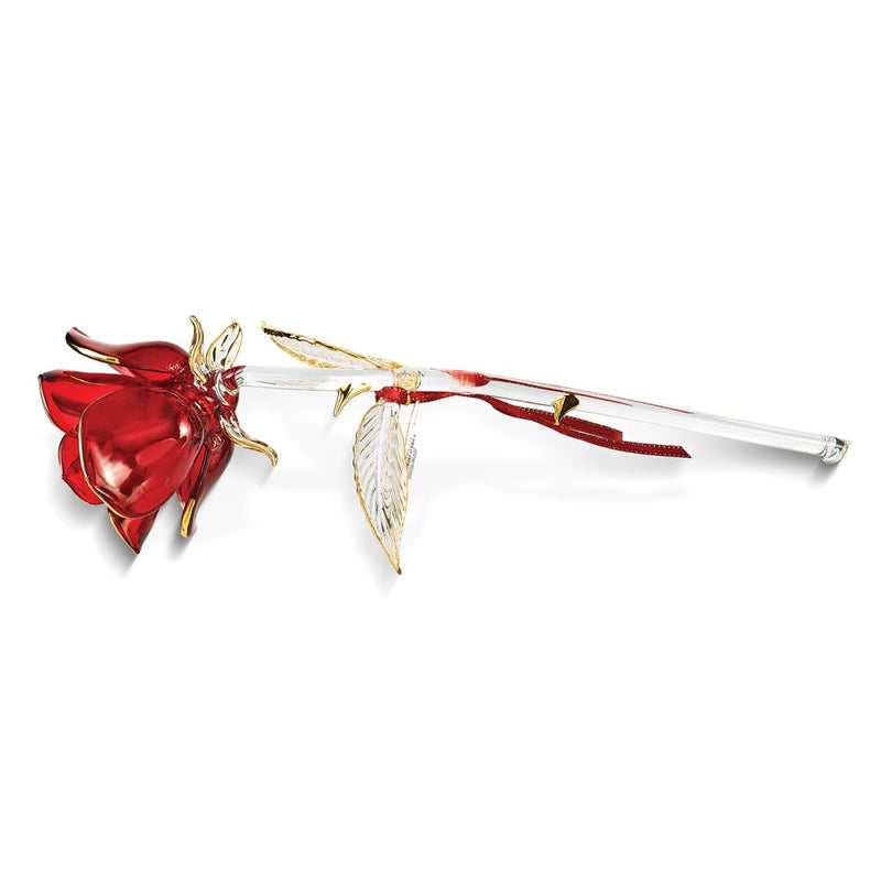 I LOVE YOU Red Rose Handcrafted Glass Figurine with 22k Gold Trim