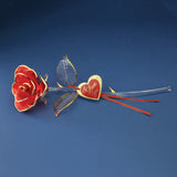 I LOVE YOU Red Rose Handcrafted Glass Figurine with 22k Gold Trim