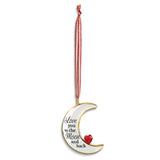 Glass Baron LOVE YOU TO THE MOON AND BACK with Red Crystal Heart Glass Ornament