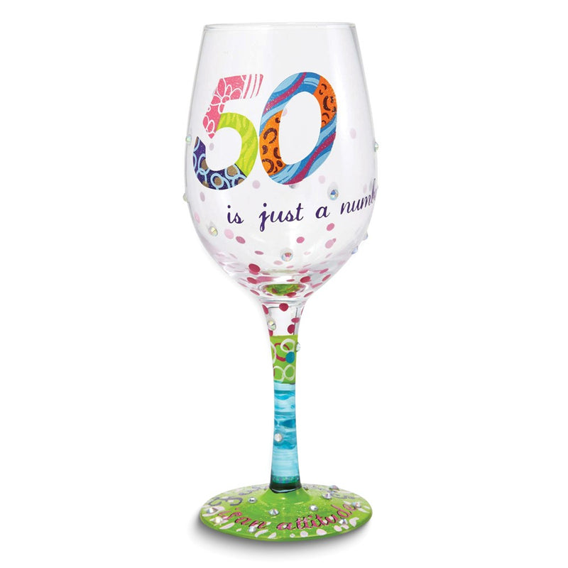 Lolita Hand-painted 50 IS JUST A NUMBER Wine Glass
