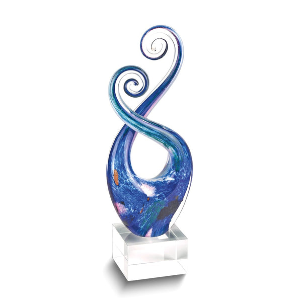 Badash Monet Swirl Handcrafted Glass with Crystal Base Centerpiece