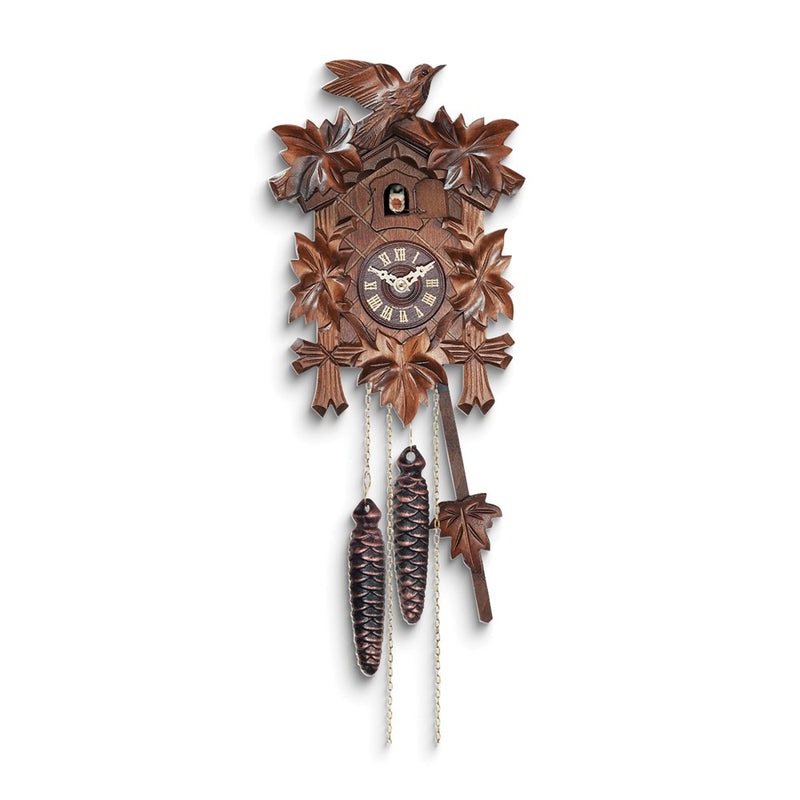 Carved Wooden Battery Operated Cuckoo Clock with 12 Melodies