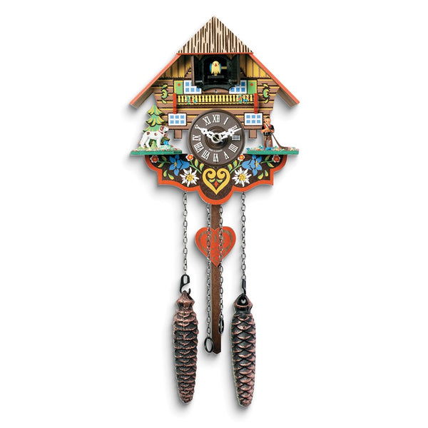 Musical Hand-Painted Battery Operated Cuckoo Clock Plays 12 Melodies