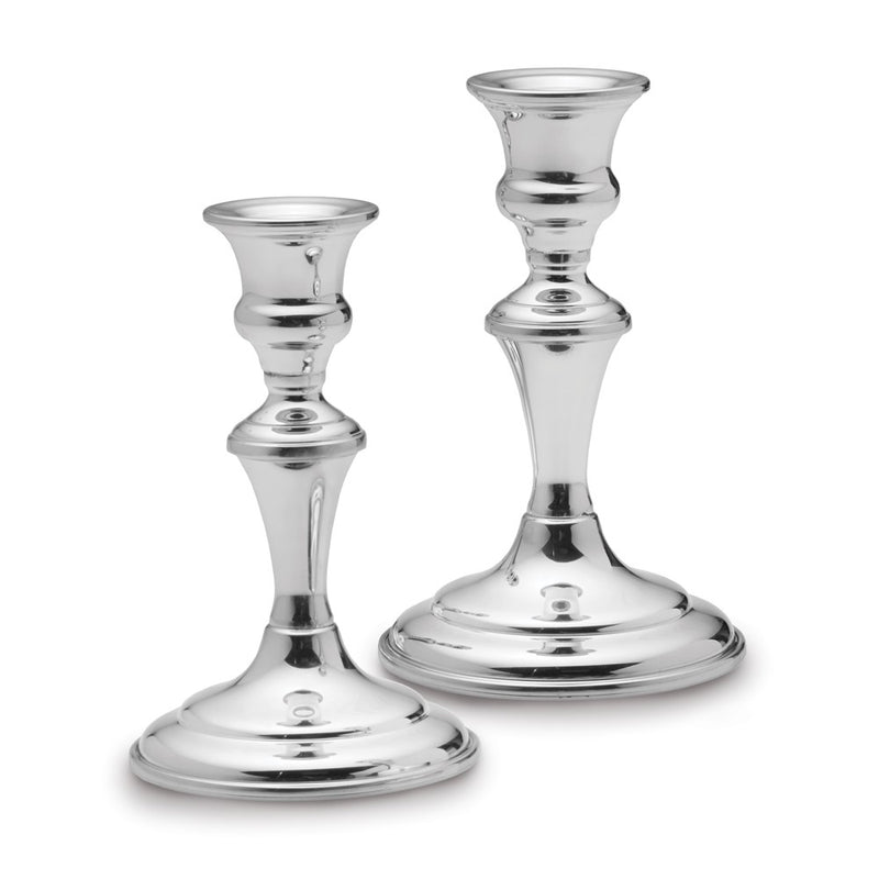 Empire Polished Pewter Pair Medium Candlesticks