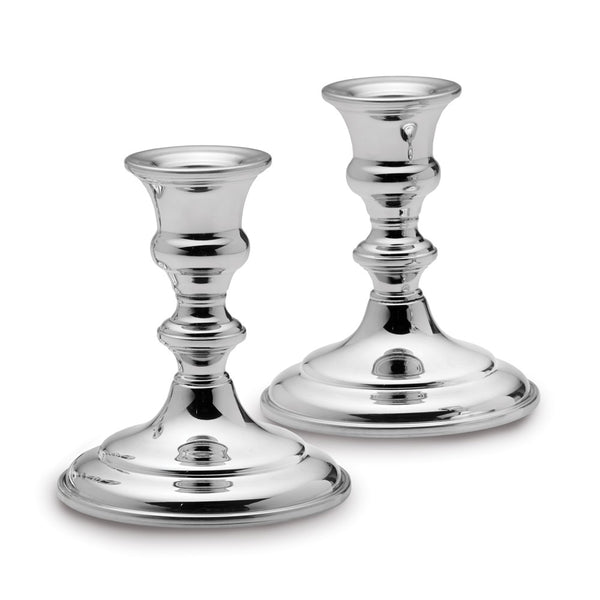 Empire Polished Pewter Pair Small Candlesticks