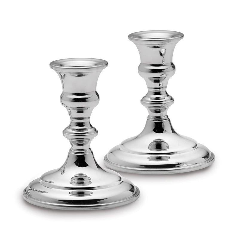 Empire Polished Pewter Pair Small Candlesticks