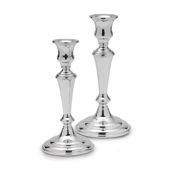 Empire Polished Pewter Pair Large Candlesticks