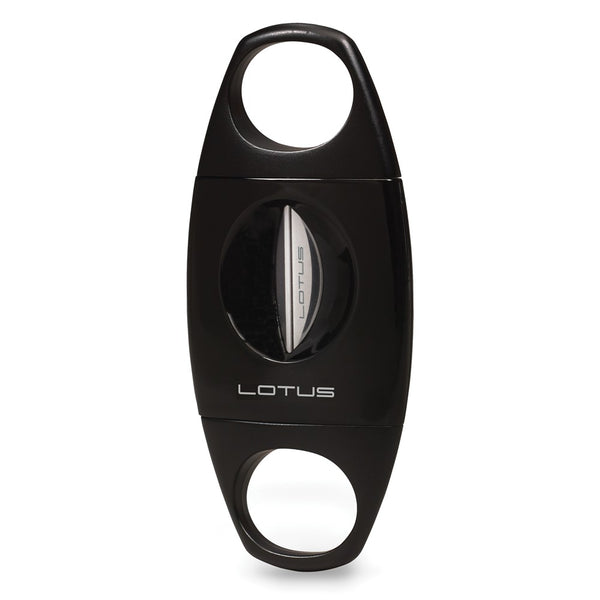 Lotus Jaws Glossy and Matte Black 64-Ring Gauge Serrated V-Cut Cigar Cutter