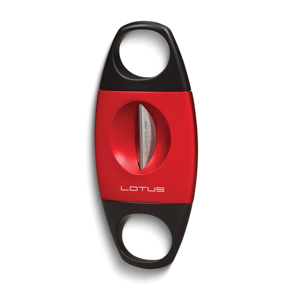Lotus Jaws Anodized Red and Matte Black 64-Ring Gauge Serrated V-Cut Cigar Cutter