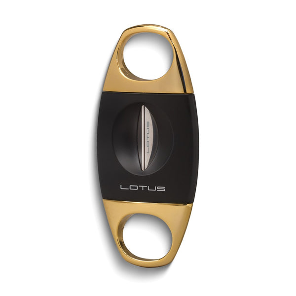Lotus Jaws Anodized Black and Gold-tone 64-Ring Gauge Serrated V-Cut Cigar Cutter