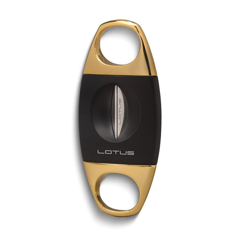 Lotus Jaws Anodized Black and Gold-tone 64-Ring Gauge Serrated V-Cut Cigar Cutter