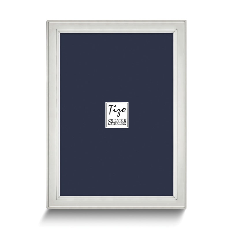 Sterling Silver Tarnish Resistant Narrow 4x6 Photo Frame with Finished Wood Back