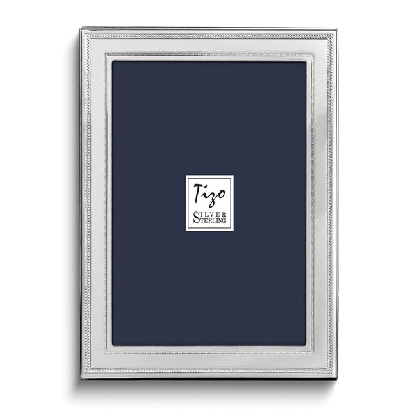 Sterling Silver Tarnish Resistant Double Beaded 4x6 Photo Frame with Finished Wood Back