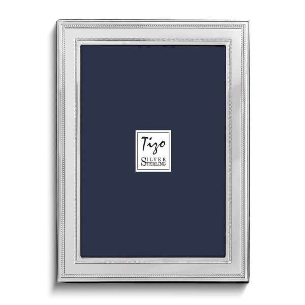 Sterling Silver Tarnish Resistant Double Beaded 8x10 Photo Frame with Finished Wood Back