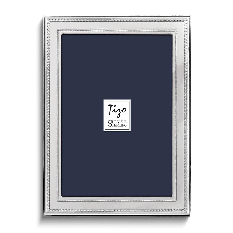 Sterling Silver Tarnish Resistant Double Beaded 8x10 Photo Frame with Finished Wood Back