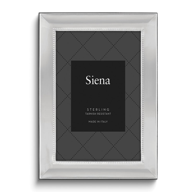 Bilaminate Sterling Silver Beaded 4x6 Photo Frame