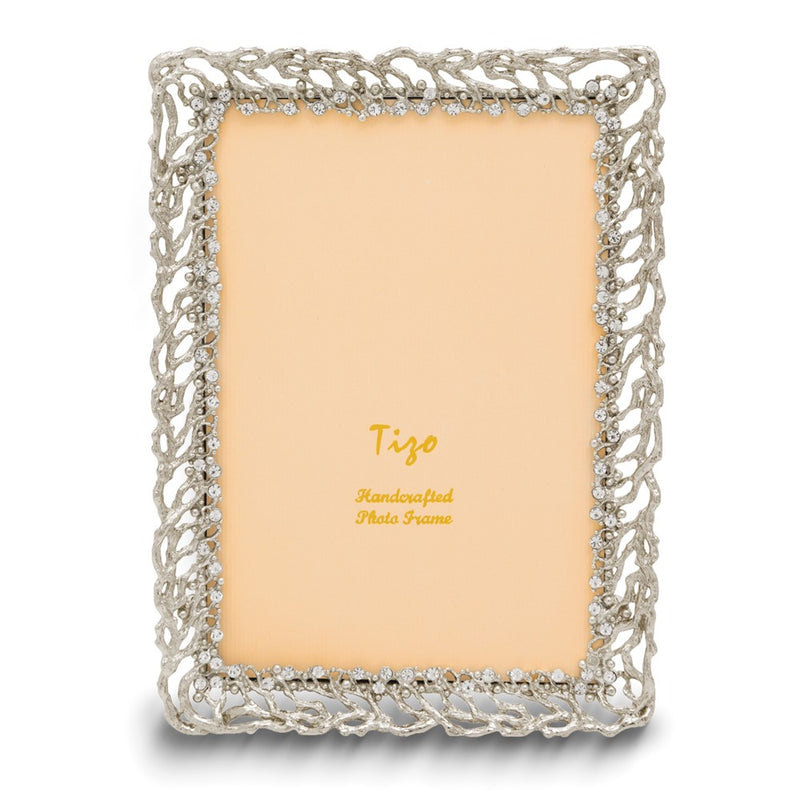 Silver-tone Ivy with Crystals 4x6 Photo Frame