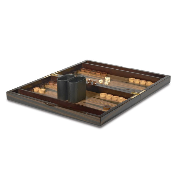 Backgammon Set In High Gloss Ebony Finish Wood Case