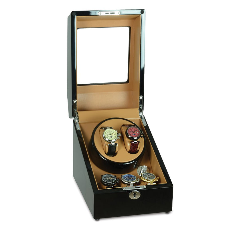 Steinhausen Heritage Onyx Finish Dual Watch Winder w/Storage