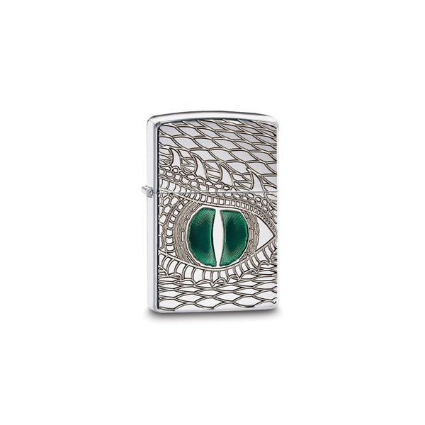 Zippo Armor High Polished Chrome Green Dragon Eye Lighter