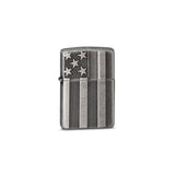 Zippo Armor Antique Silver Plate Deep Carve American Flag Lighter