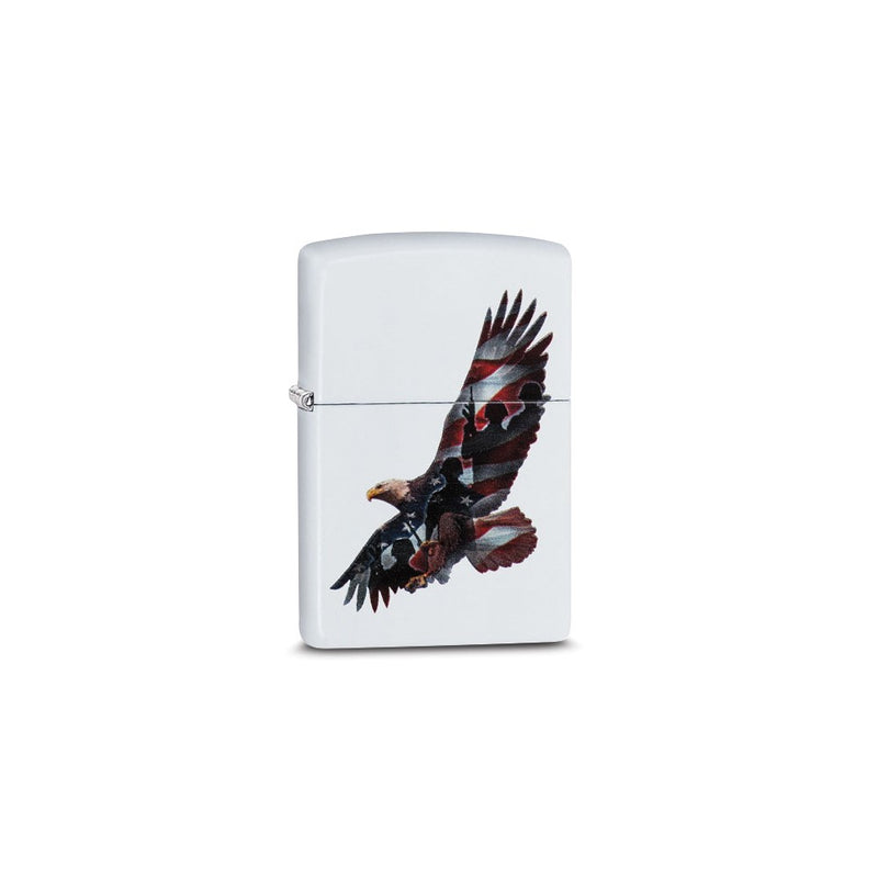 Zippo White Matte Eagle and Soldiers Lighter