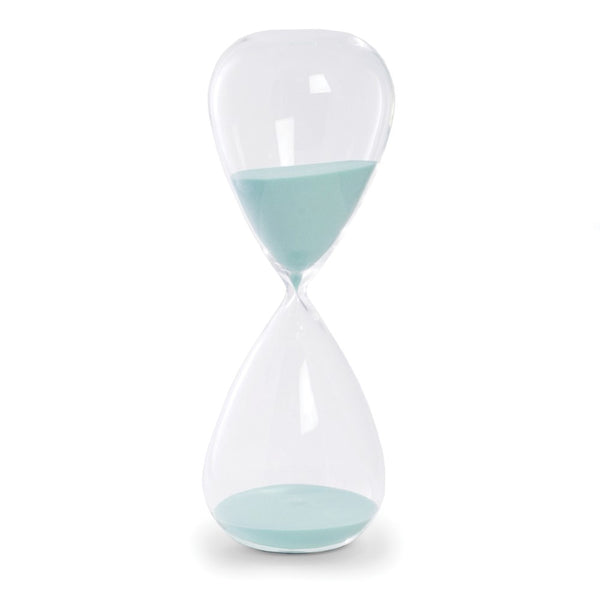 90 Minute Hand-blown Glass Light Blue Sand Timer