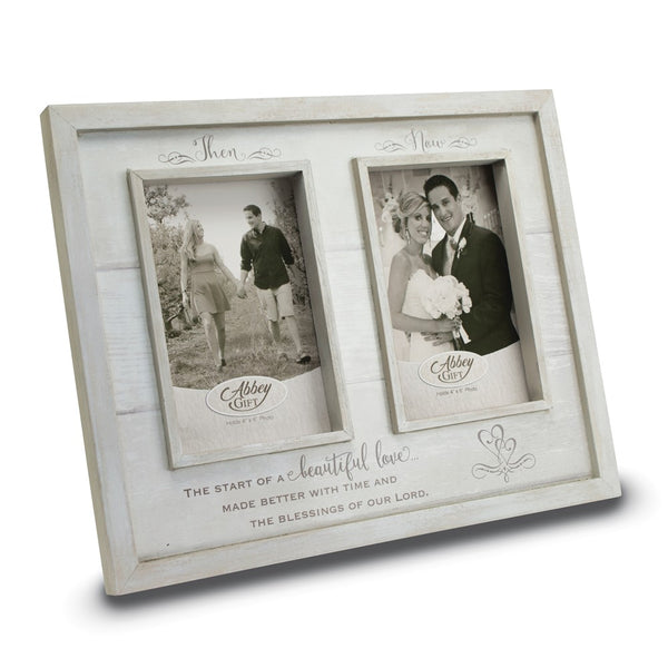 THEN and NOW Anniversary Wood Frame Boxed Holds 2-4x6 Photos