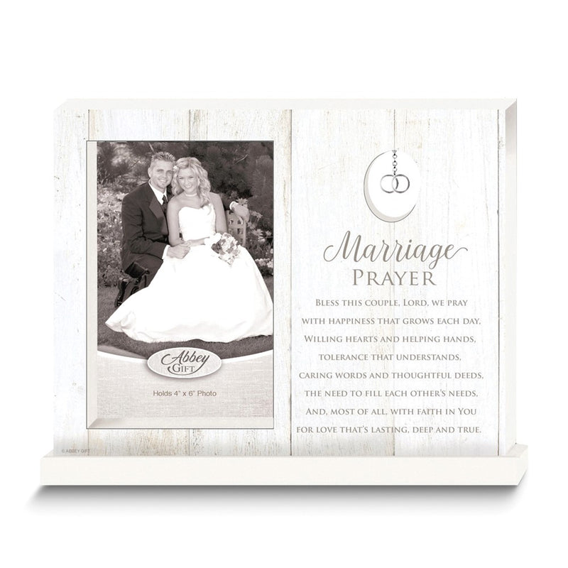 MARRIAGE PRAYER 4x6 Standing Frame with Double Rings Charm