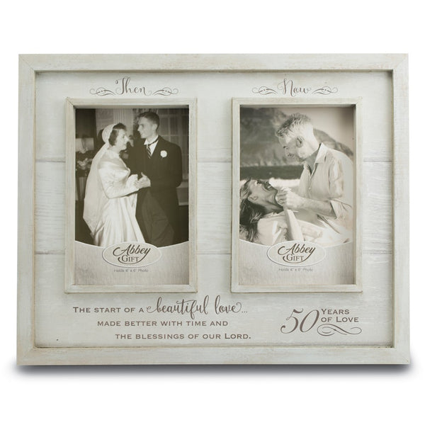 THEN and NOW 50th Anniversary Two 4x6 Photos Wood Compostie Frame