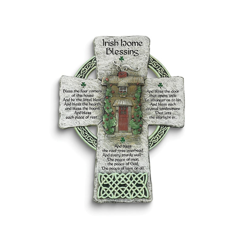 IRISH HOME BLESSING Resin Wall Cross Boxed
