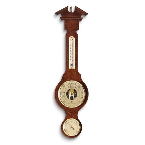 Walnut Wood Banjo Weather Station with German Barometer, Thermometer, and Hygrometer