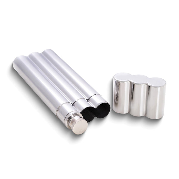 Stainless Steel Double Cigar Tube with 2 oz. Flask