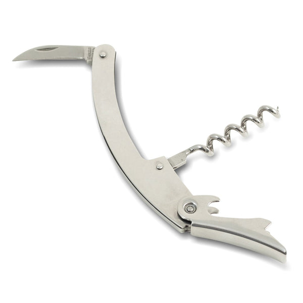 Stainless Steel Bar Tool with Corkscrew, Bottle Opener and Foil Cutter