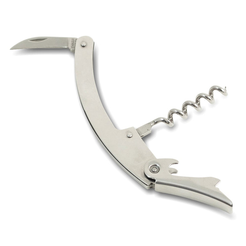 Stainless Steel Bar Tool with Corkscrew, Bottle Opener and Foil Cutter