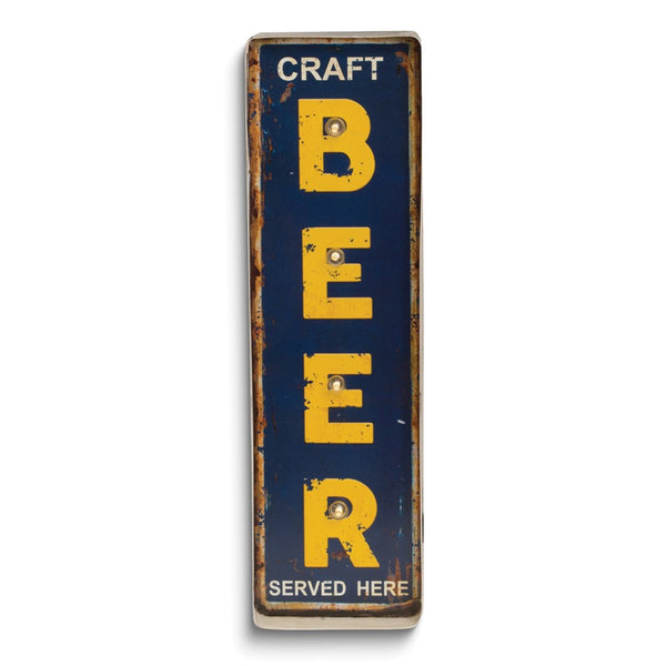 Craft Beer Served Here Metal and LED Light Wall Sign