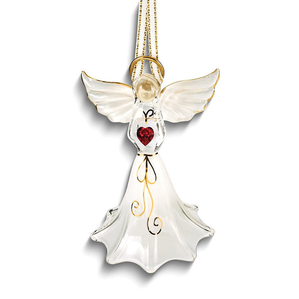 Glass Baron Angel with Red Crystal Heart Glass Figurine Ornament