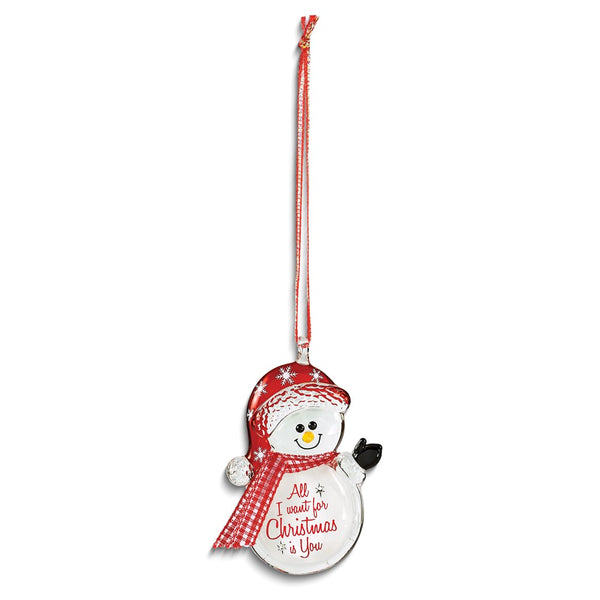 Glass Baron ALL I WANT FOR CHRISTMAS IS YOU Snowman Glass Figurine Ornament