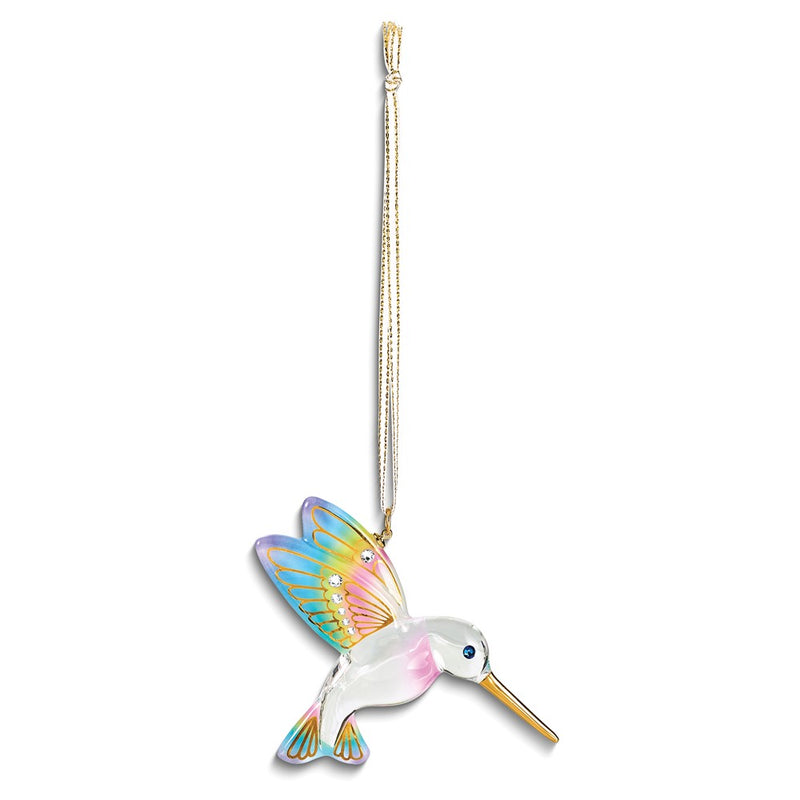 Glass Baron Rainbow Hummingbird Glass Ornament