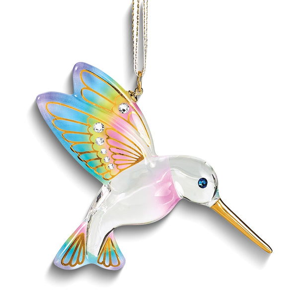 Glass Baron Rainbow Hummingbird Glass Ornament