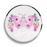 LOVE YOU Pink Butterfly with Crystals Handcrafted Glass Figurine