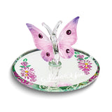 LOVE YOU Pink Butterfly with Crystals Handcrafted Glass Figurine