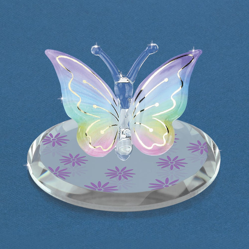 Lavender Rainbow Butterfly Handcrafted Glass Figurine