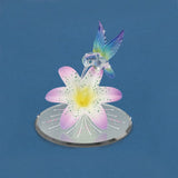 Rainbow Hummingbird and Lavender Lily with Base Handcrafted Glass Figurine