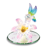 Rainbow Hummingbird and Lavender Lily with Base Handcrafted Glass Figurine