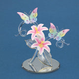 Butterflies and Lily Garden Handcrafted Glass Figurine