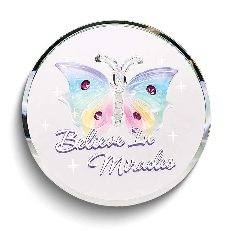 BELIEVE IN MIRACLES Butterfly Handcrafted Glass Figurine