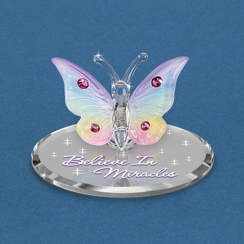 BELIEVE IN MIRACLES Butterfly Handcrafted Glass Figurine