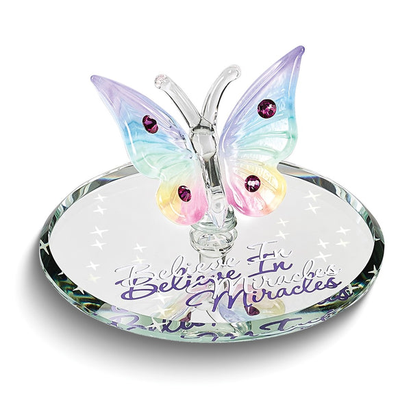 BELIEVE IN MIRACLES Butterfly Handcrafted Glass Figurine