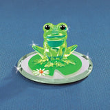 Frog and Lily Pad Handcrafted Glass Figurine